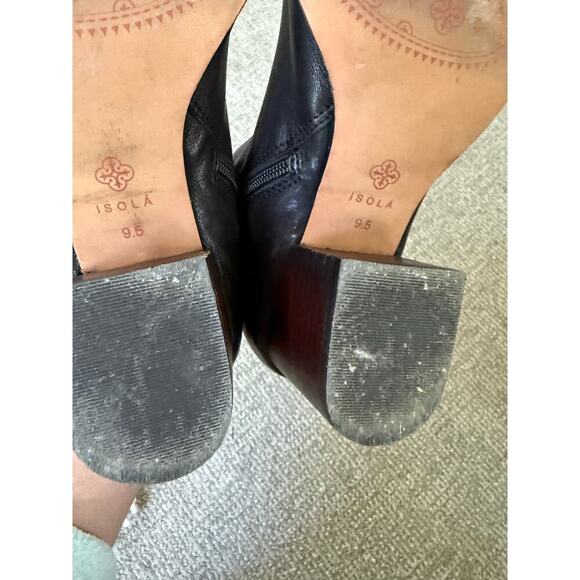 Isola black leather heeled bootie boots womens 9.5 - Picture 5 of 8